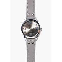 Face PU Strap Watch - grey