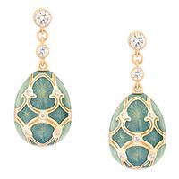 Faberge Palais Tsarskoye Selo 18ct Yellow Gold 0.45ct Diamond Enamel Earrings