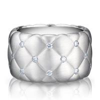 Faberge Treillage Ring Diamond 18ct White Gold Matt Wide