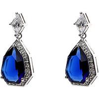 Fashionvictime - Woman Earrings - Rhodium Plated - Cubic Zirconia - Trendy Jew women\'s Earrings in blue