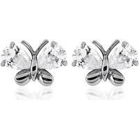 fashionvictime woman earrings butterfly rhodium plated crystal timel w ...