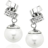 fashionvictime woman earrings spiral silver 925 cubic zirconia pearl w ...