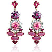 fashionvictime woman earrings flower base metal resin fabric crysta wo ...