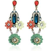 fashionvictime woman earrings flower base metal resin fabric crysta wo ...