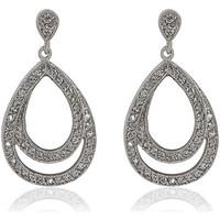 fashionvictime woman earrings oval silver plated cubic zirconia tren w ...