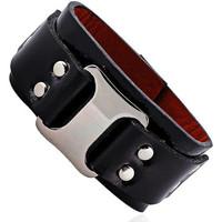 fashionvictime woman bracelet rock cuff rhodium plated leather trend w ...