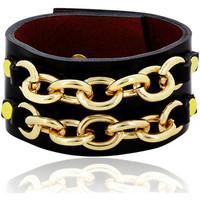 Fashionvictime - Woman Bracelet - Base Metal - Leather - Trendy Jewellery - women\'s Bracelet in black