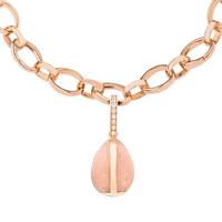 Faberge Heritage 18ct Rose Gold 0.06ct Diamond Pink Enamel Egg Charm