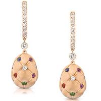 faberge 18ct rose gold 079ct multi gemstone matte drop treillage earri ...