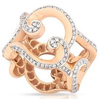 Faberge Rococo 18ct Rose Gold 0.81ct Diamond Wide Ring