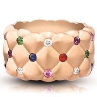 Faberge 18ct Rose Gold 0.68ct Multi Gemstone Matte Finish Treillage Ring