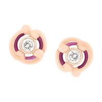 Faberge 18ct Rose Gold 0.10ct Diamond Purple Enamel Rococo Stud Earrings