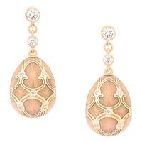 Faberge Palais Tsarskoye Selo 18ct Yellow Gold 0.45ct Diamond Pink Enamel Earrings