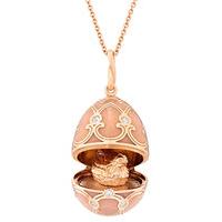 Faberge 18ct Rose Gold 0.29ct Diamond Enamel Palais Tsarskoye Selo Egg Locket