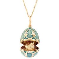 Fabergé 18ct Yellow Gold 0.29ct Diamond Turquoise Enamel Palais Tsarskoye Selo Egg Locket