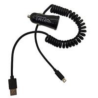 FCC CE certified Car Charger 1A/2.1A Double output MFi Certified Lightning Spring cable For iPhone 6 iPhone5 iPad