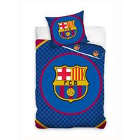 FC Barcelona Checked Single Cotton Duvet Cover and Pillowcase Set