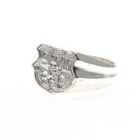 fc barcelona silver plated crest ring small