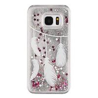 Feather Pattern Flowing Quicksand Liquid Glitter Plastic PC For Samsung Galaxy S7 edge Galaxy S7