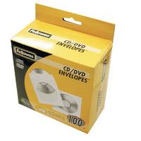 Fellowes 90690 CD White Paper Sleeves - 50 Pack