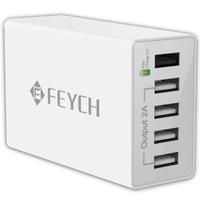 FEYCH Qualcomm Quick Charge 2.0 50W 5USB Ports Universal Power Adapter Charge Station with Cable for HUAWEI Mate 7 P7 P8 Samsung Galaxy Note4 Note5 