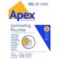 Fellowes Apex A3 Light Duty Laminating Pouch - 100 Pack