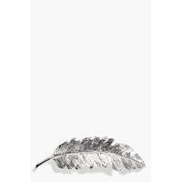 feather hair slide silver