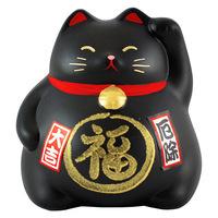 Feng Shui Lucky Cat Coin Bank - Black