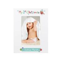 Felt Stitch Robin \'My 1st Christmas\' 6x4 White Wooden Frame