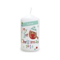 Felt Stitch Robin \'My 1st Christmas\' Candle