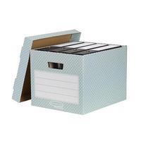 Fellowes Bankers Box (A4/Foolscap) Storage Box Stackable (Green/White) - Pack of 4 Storage Boxes