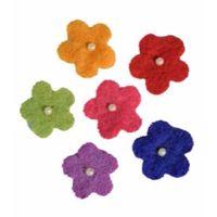 FELT 2.5CM MINI FLOWER WITH BEAD 6PCS BRIGHT 2 374466