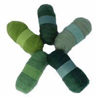 felting fibre wool asstd pack 5 rolls greens 374435