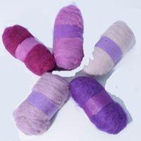 FELTING FIBRE WOOL ASSTD PACK 5 ROLLS PURPLES 374445