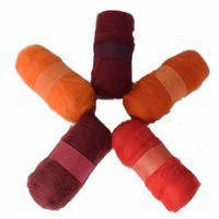 FELTING FIBRE WOOL ASSTD PACK 5 ROLLS REDS 374448