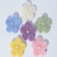 FELT 2.5CM MINI FLOWER WITH BEAD 6PCS PASTEL 2 374475