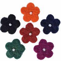 felt 25cm mini flower with bead 6pcs dark 374469