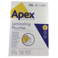 Fellowes Apex A3 Light Duty Laminating Pouches Clear Pack of 100