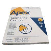 Fellowes Apex Light Duty A4 Laminating Pouches Clear Pack of 100