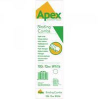 Fellowes Apex 12mm White Plastic Binding Combs Pack of 100 6201001