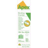 Fellowes Apex 14mm White Plastic Binding Combs Pack of 100 6202001
