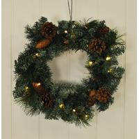festive christmas pre lit wreath 20 leds battery by kingfisher