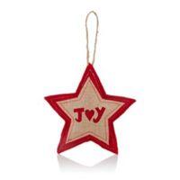 Felt Red & Natural Star with Joy Tree Decoration