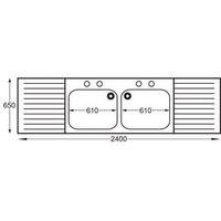 FED SINK - DOUBLE BOWL DOUBLE DRAINER - -