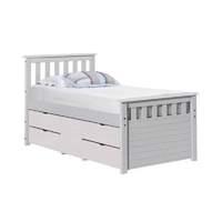 ferrara long single captains storage bed white with white