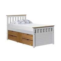 Ferrara Long Single Captains Storage Bed White with Antique