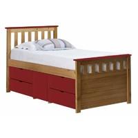 Ferrara Long Single Captains Storage Bed Antique with Red