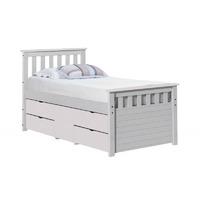 Ferrara Long Single Captains Storage Bed White with White