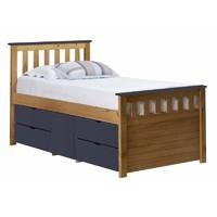 Ferrara Long Single Captains Storage Bed Antique with Blue