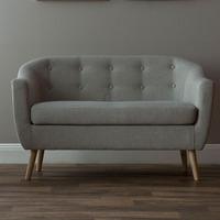 Felio 2 Seater Sofa In Natural Fabric With Wooden Legs